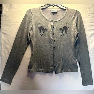 Adorable black and gray sweater vintage style size small very soft / stretchy